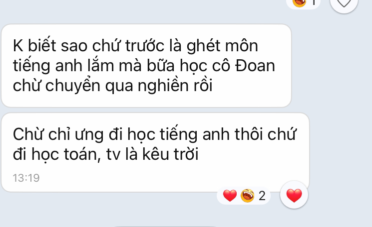 Phản hồi của phụ huynh về lớp tiếng Anh